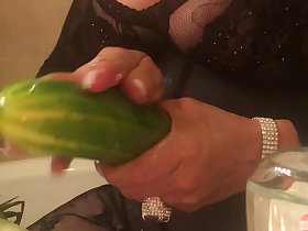 Latina Mating Slaves Oils Upon the brush Cucumber Dildo. Obscene Location
