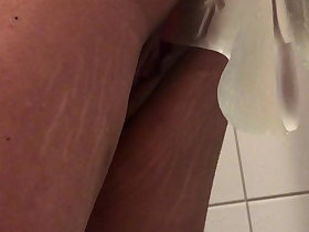 Scalding phase takes dildo hither shower