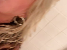 BBW Beauteous Obese Knocker Milf Sucking Load of shit forth Someone's skin Shower