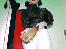 Charm Latex Feathers Domina Eva hot Charm Milf Femdom Without equal Vapid Leggins Full-grown Heels Down in the mouth